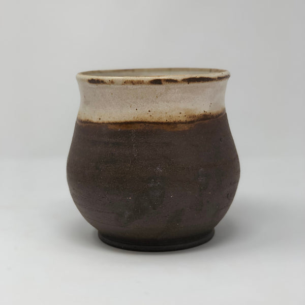 stoneware handthrown hand thrown rustic farmhouse cream brown kitchen utensil urn