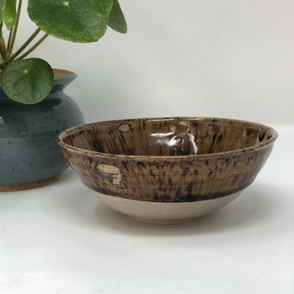 Brown Handmade Stoneware Pottery Bowl 
