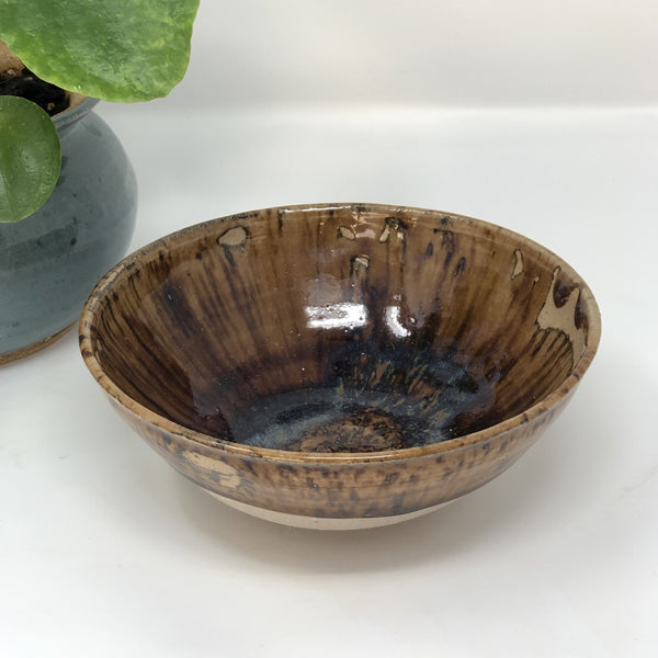 Brown Handmade Stoneware Pottery Bowl 