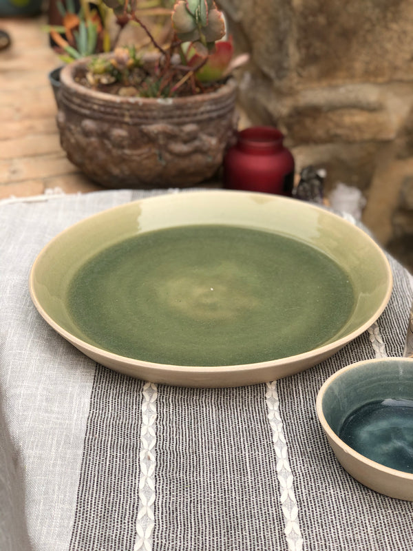 large green celadon modern serving plate stoneware 