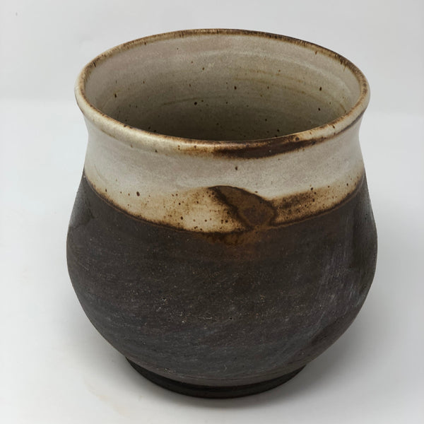 handthrown stoneware hand thrown rustic farmhouse cream brown kitchen utensil urn