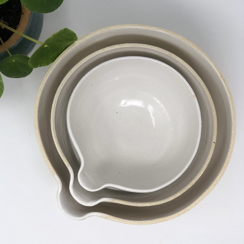 Pantry-Bowls Cream White Set Handmade Stoneware Glazed